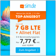 Bild zu o2 Tarif mit einer 7GB LTE Datenflat, SMS und Sprachflat für 7,77€/Monat