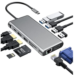 Bild zu Aukey 12-in-1 USB C Hub mit 4k HDMI, Gigabit Ethernet für 29,99€