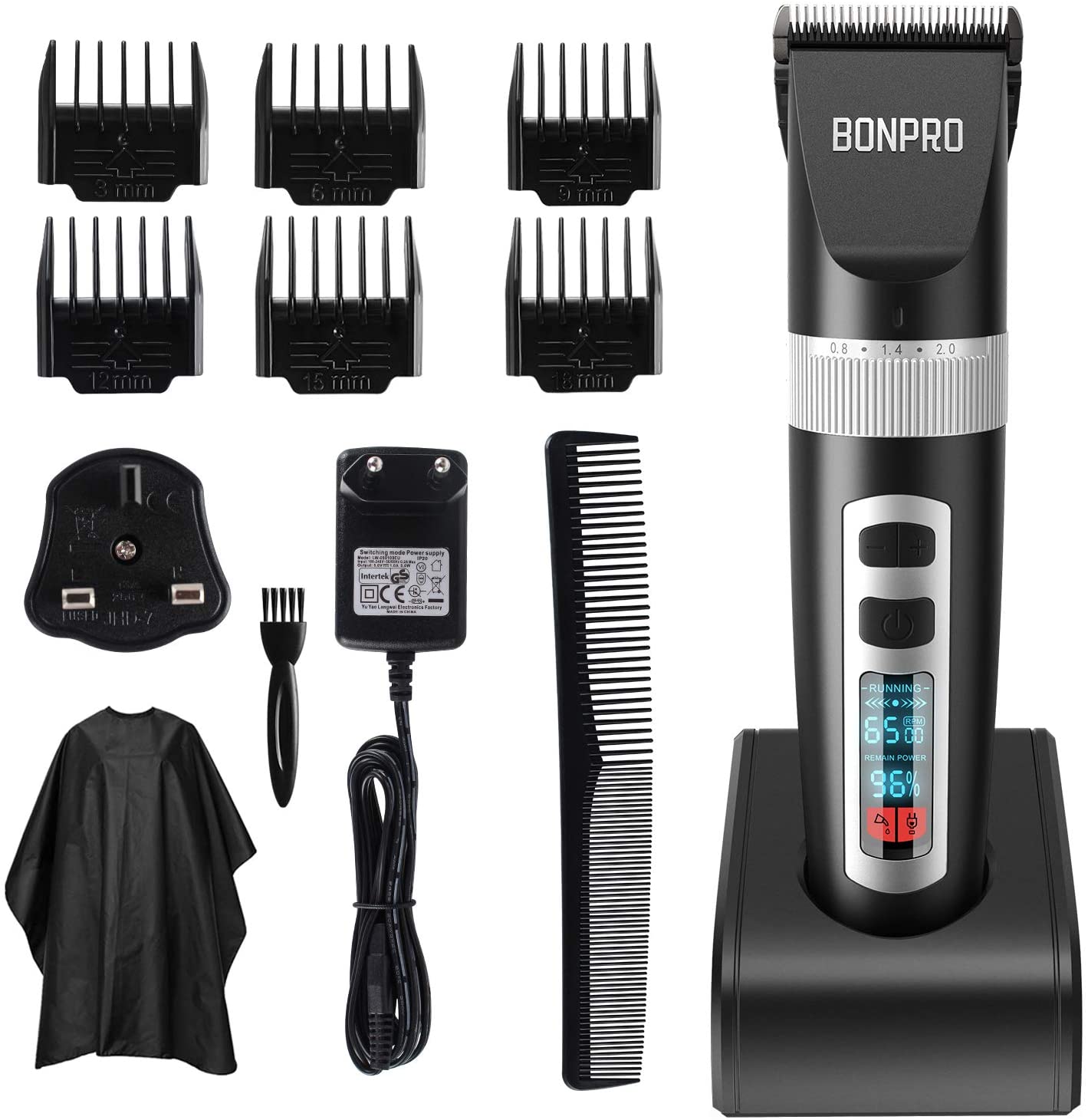 Bild zu BONPRO Akku Haarschneidemaschine mit Display und verschiedenen Aufsätzen für 9,88€ dank 80% Rabatt
