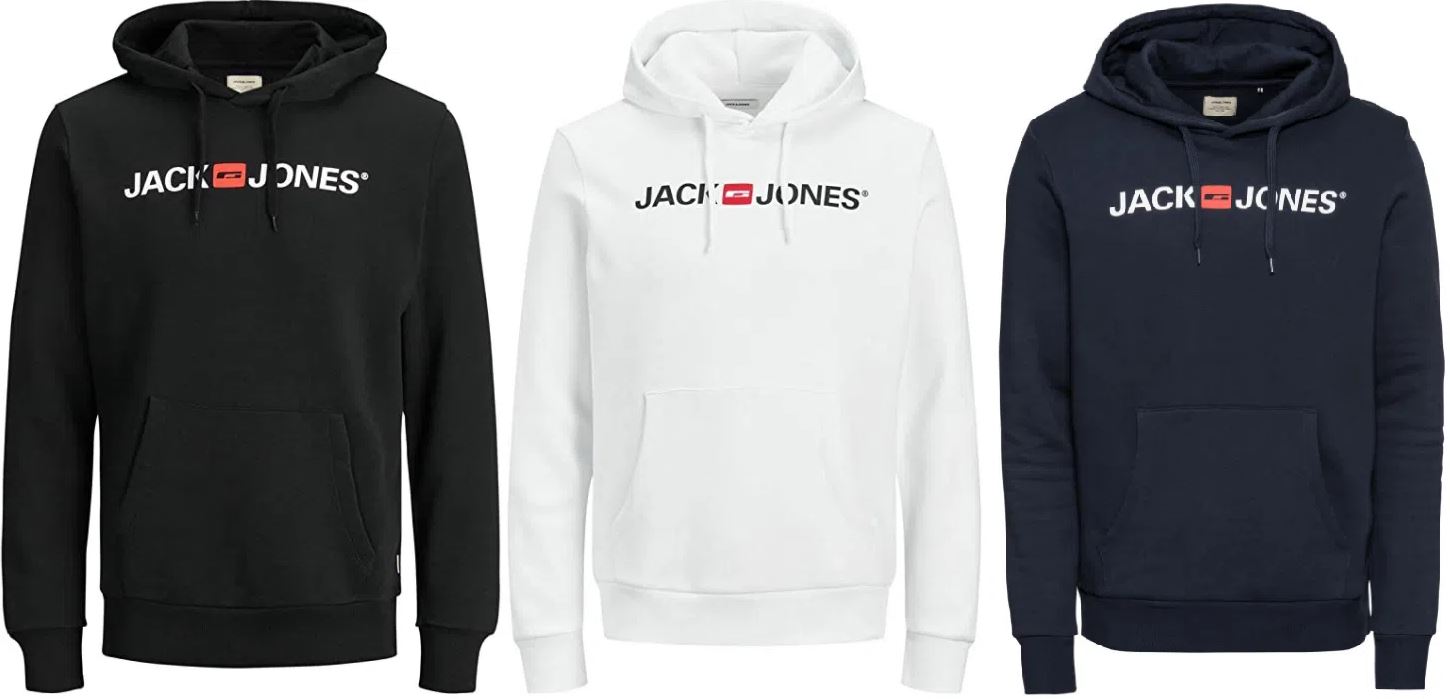 Bild zu JACK & JONES Hoodie Logo (Weiß, Schwarz oder Navy) für 17,99€ (VG: 24,99€)