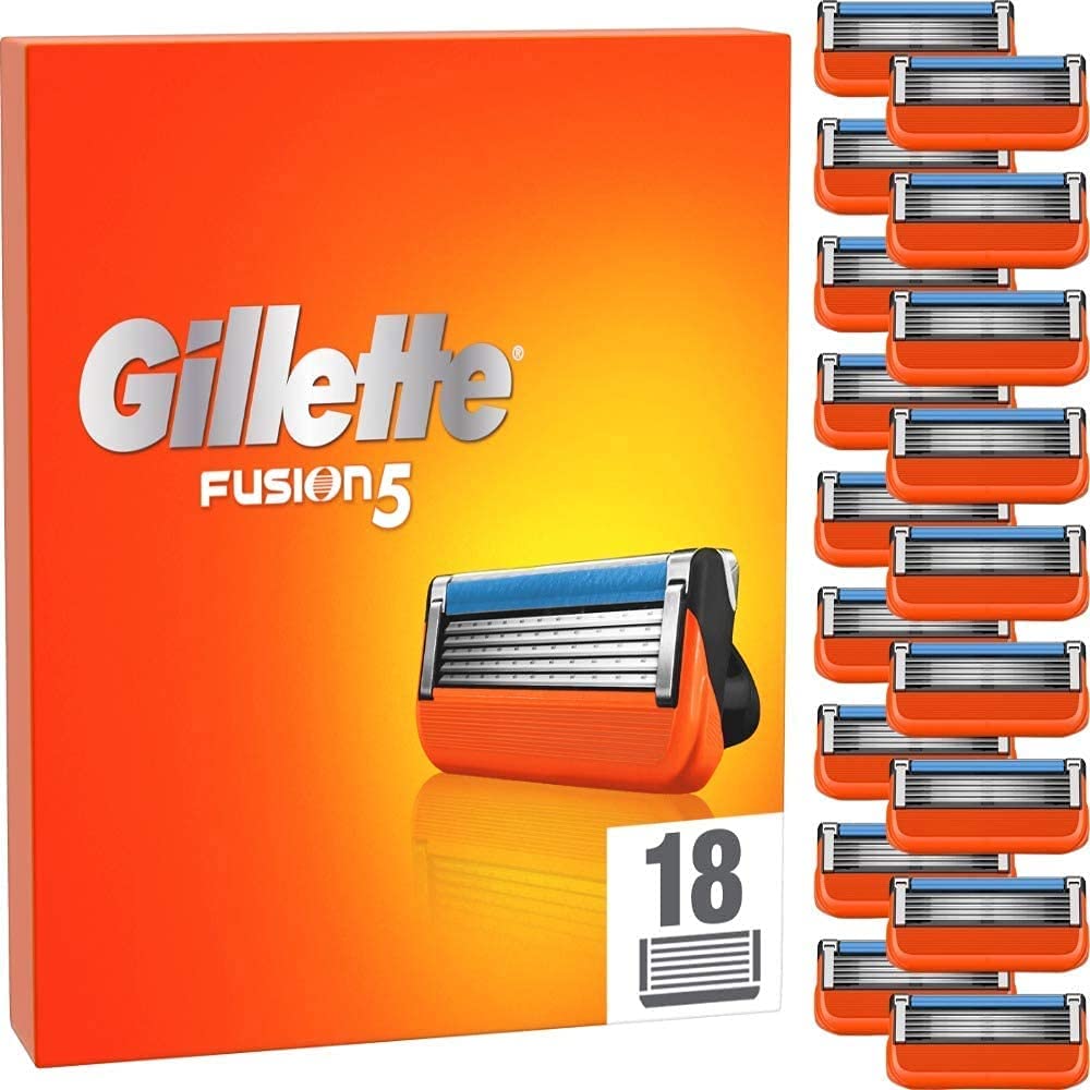 Bild zu 18er Pack Gillette Fusion 5 Rasierklingen mit 5-fach Klinge für 29,99€ (Vergleich: 38,99€)