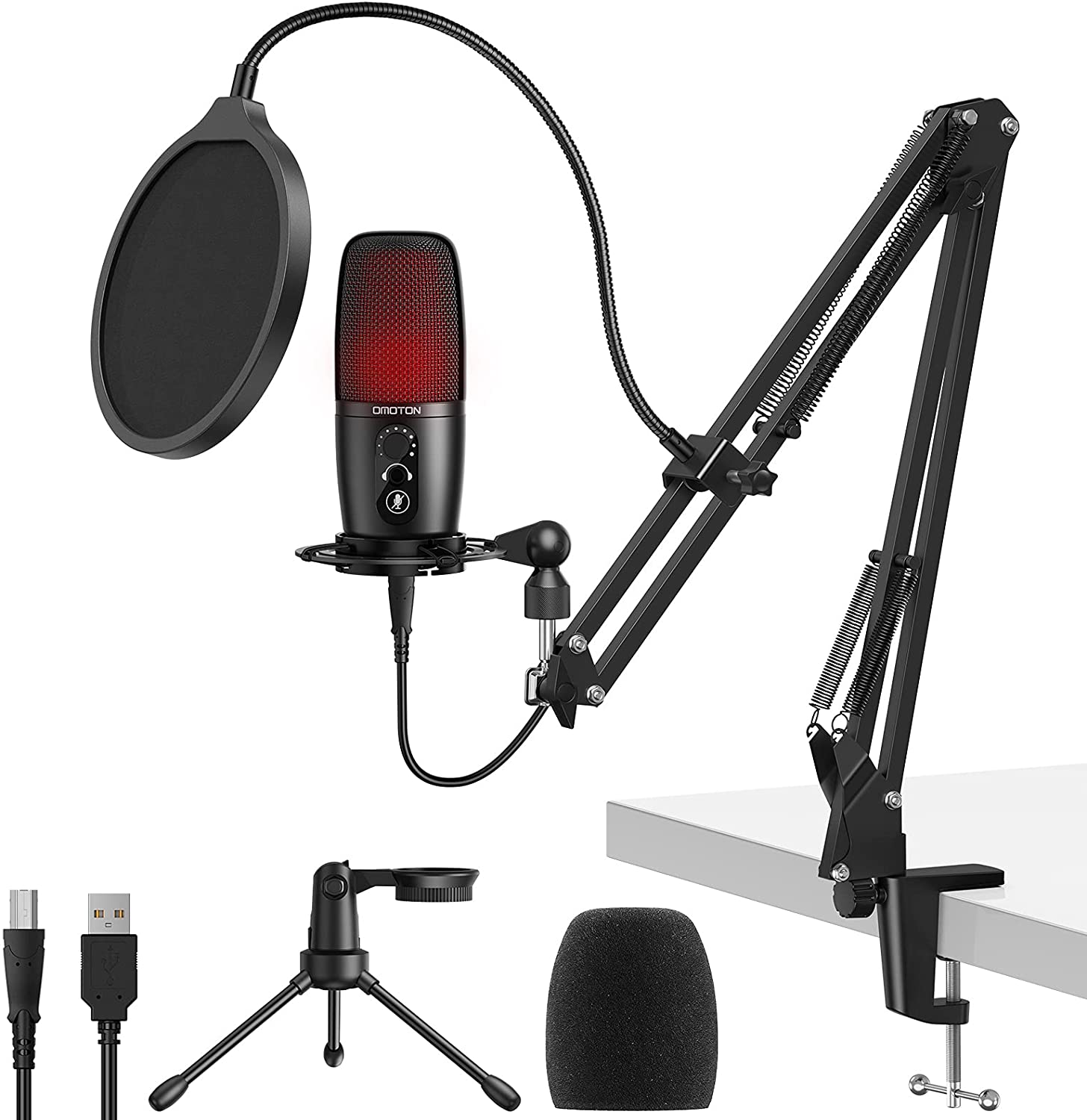 Bild zu OMOTON Kondensatormikrofon mit Stummschaltungstaste und Kopfhörerbuchse für 34,99€