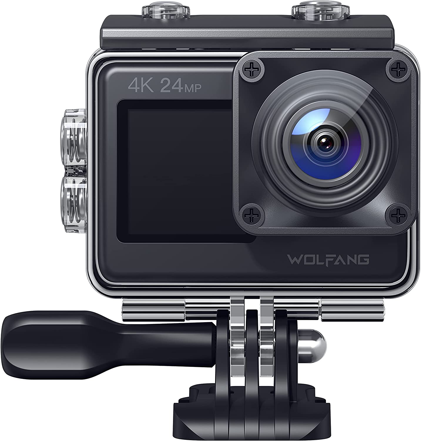 Bild zu 24MP Wolfang 4K Dual-Screen Action Cam mit Touchscreen und 170° Weitwinkel für 54,99€