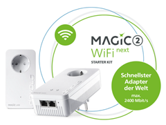 Bild zu [Refurbished] devolo Magic 2 WiFi Powerline Starter Kit mit 2400 Mbps (2 Adapter) für 99,99€ (Vergleich: 144,98€)