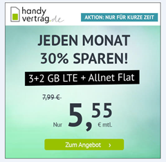Bild zu 5GB LTE Datenflat + Allnet Flat im o2 Netz für 5,55€/Monat –monatlich kündbar