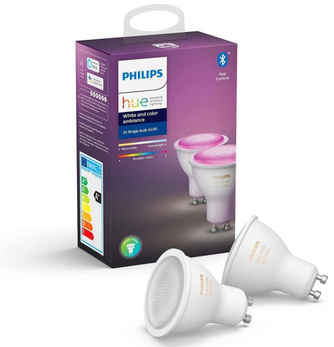 Bild zu [Vorbestellung] 2er Pack der Philips Hue White & Color Ambiance GU10 LED für 63,22€ (VG: 82,90€)