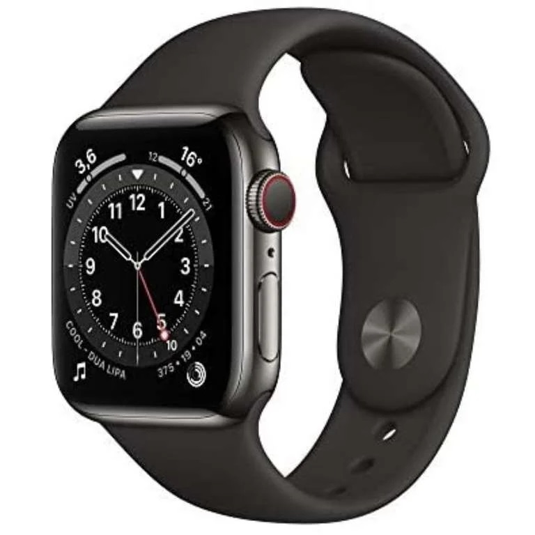 Bild zu 40mm Smartwatch Apple Watch 6 (Cellular + GPS) Edelstahl Graphit mit Sportamband für 528,50€ (Vergleich: 643,85€)