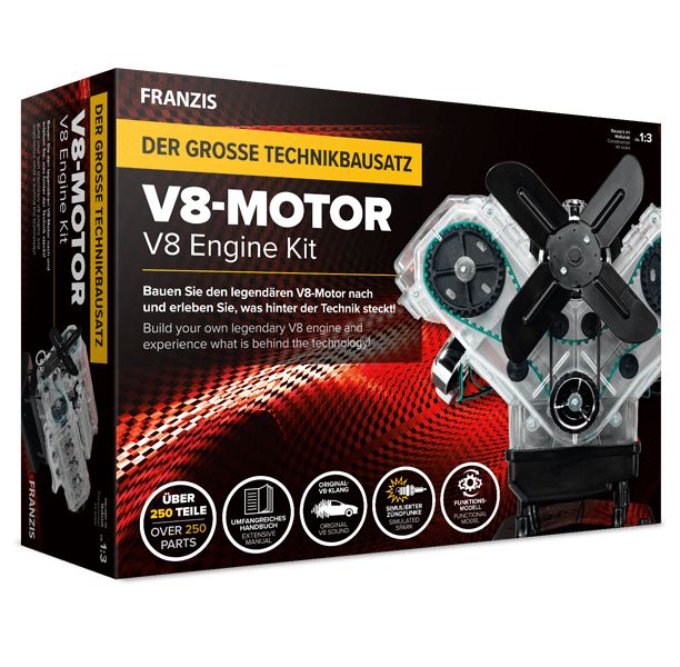 Bild zu Franzis V8-Motor Motorbausatz (67114) für 64,95€ (VG: 88,04€)