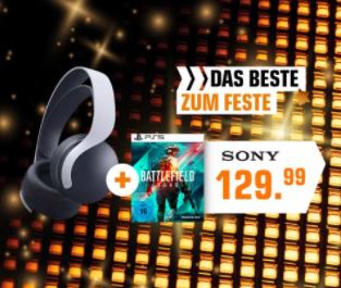Bild zu Sony Pulse 3D PlayStation 5 Wireless-Headset + Battlefield 2042 (Playstation 5) für 119,99€ (VG: 139,98€)