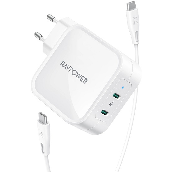 Bild zu 2-Port RAVPower iSmart USB-C Ladegerät 90W PD mit USB-C und GaN Tech für 30,93€ (Vergleich: 57,11€)