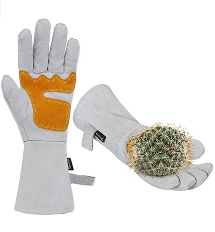 Bild zu EIVOTOR Gartenhandschuhe aus Leder mit verstärkten Handflächen für 10,67€