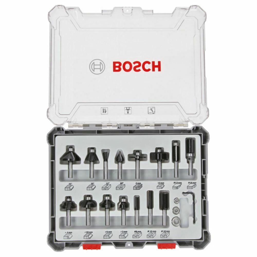 Bild zu 15-teiliges Bosch Freihandfräser-Set mit 8mm Schaft für 46,79€ (Vergleich: 51,99€)