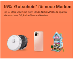 Bild zu eBay: 15% Rabatt auf ausgewählte “neue Marken” wie z.B. Xiaomi
