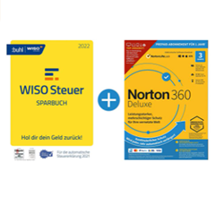 Bild zu WISO Steuer-Sparbuch 2022 (für Steuerjahr 2021) + Norton 360 2022 Deluxe (3 Geräte) für 21,99€ (Vergleich: 30,48€)