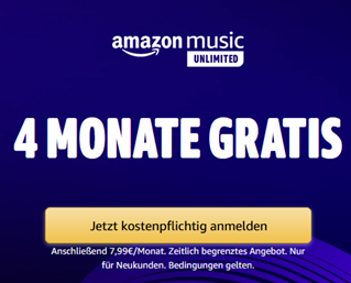 Bild zu Amazon Music Unlimited für Neukunden 4 Monate gratis