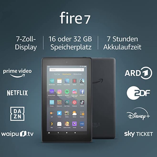 Bild zu Fire 7-Tablet (7-Zoll-Display, 16 GB, Mit Werbung) für 39,99€ (VG: 53,01€)