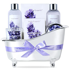 Bild zu BODY & EARTH 7 tlg. Lavendel Wellness Set in kleiner Badewanne für 12,75€