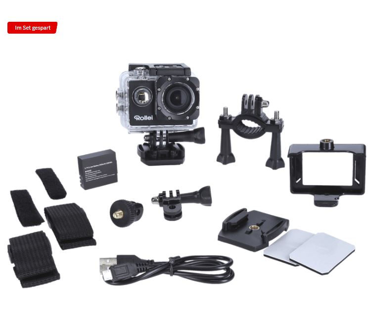 Bild zu ROLLEI Actioncam 4s Plus Actioncam 4K (3840×2160/60/30fps, WLAN) + Outdoor Zubehör Set für 39€ (VG: 51,98€)