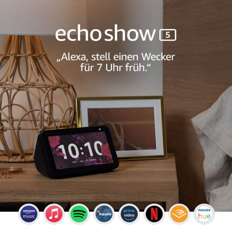 Bild zu Amazon Echo Show 5 schwarz (1. Generation) für 37,99€ (VG: 47,09€)