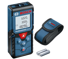 Bild zu [Prime Day] Bosch Professional Laser Entfernungsmesser GLM 40 (Flächen-/Volumenberechnung, max. Messbereich: 40 m, 2x 1,5-V Batterien, Schutztasche) für 60,99€