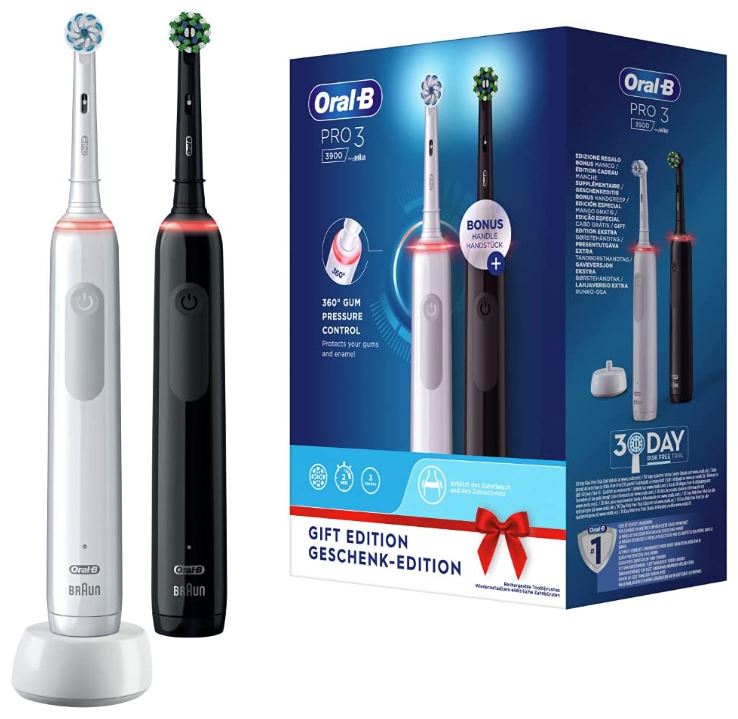 Bild zu Oral-B PRO 3 3900 elektrische Zahnbürste im Doppelpack für 48,99€ (VG: 59,91€)
