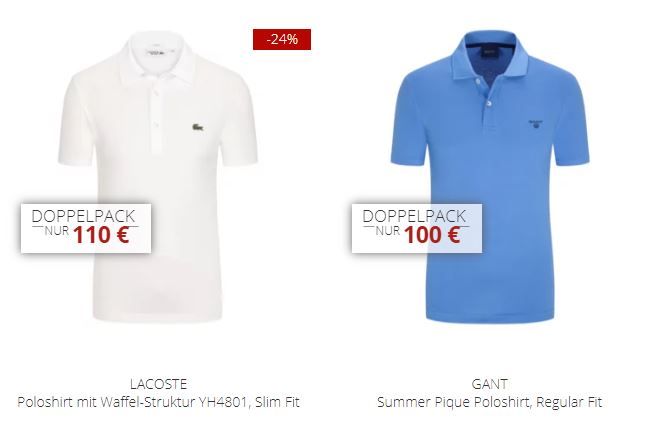 Bild zu Hirmer: Poloshirts von Gant und Lacoste im Doppelpack ab 90€