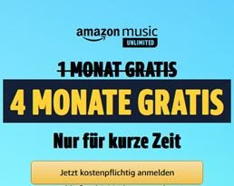 Bild zu Exclusiv für Prime Kunden: amazon music unlimited Abo 4 Monate gratis für Neukunden