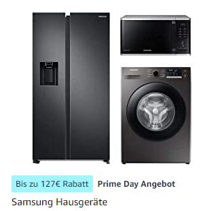 Bild zu Amazon Prime Day: Unterschiedliche Samsung Haushaltsgeräte zu reduzierten Preisen, so z. B.: Kühl- / Gefrierkombination RL34T603ESA/EG für 479,90€ (Vergleich: 615,42€)