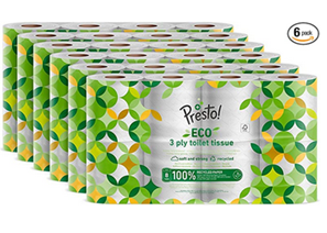 Bild zu Amazon-Marke: Presto! 3-lagiges ECO Toilettenpapier, 48 Rollen (6 x 8 x 200 Blätter) für 13,14€
