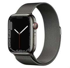 Bild zu Apple Watch Series 7 (GPS + Cellular, 45mm) – Edelstahlgehäuse Graphit, Milanaise Armband Graphit für 599,99€ (VG: 739,85€)