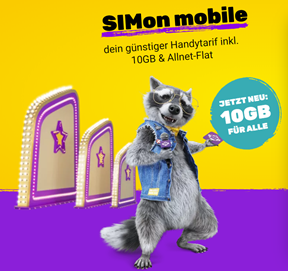 Bild zu SIMon mobile mit 10GB LTE (bis 50Mbit) Allnet-Flat im Vodafone-Netz ab 8,99€/Monat – monatlich kündbar