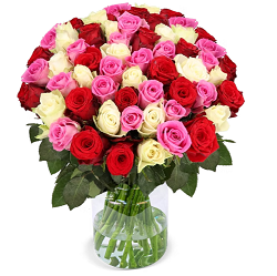 Bild zu Blume Ideal: Blumenstrauß Alice mit 40 bunten Rosen für 25,98€