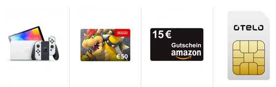 Bild zu Nintendo Switch OLED Weiss mit 50€ Nintendo eShop Gutschein & 15€ Amazon.de Gutschein für 1€ mit Otelo 20GB LTE, SMS und Sprachflat für 19,99€/Monat