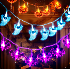 Bild zu GIGALUMI 3er Set Halloween Lichterketten (Kürbis, Fledermaus, Geister) für 7,99€