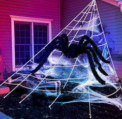 Bild zu GIGALUMI Halloween Dekoration (7m großes Spinnennetz, 90 cm große Spinne + 20 kleine Spinnen) für 15,39€