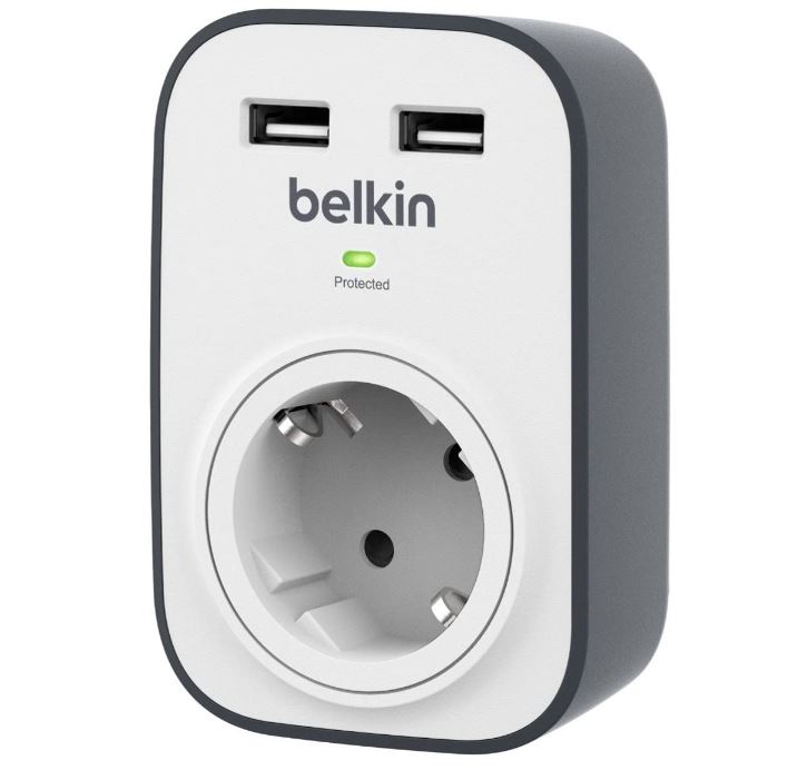 Bild zu Amazon Prime: Belkin Surge Plus SurgeCube Überspannungsschutz Steckdosenadapter (inkl. 2 USB Anschlüsse mit 2,4A) für 14,99€ (VG: 26,61€)