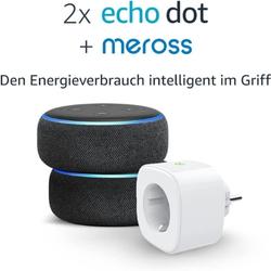 Bild zu 2 x Echo Dot (3. Gen.), Anthrazit Stoff + Meross Smart Plug (WLAN-Steckdose) für 34,98€ (VG: 65,89€)