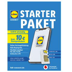 Bild zu Lidl Connect Prepaid SIM Karte Starter Paket (Vodafone Netz) mit 10€ Guthaben für 2,99€