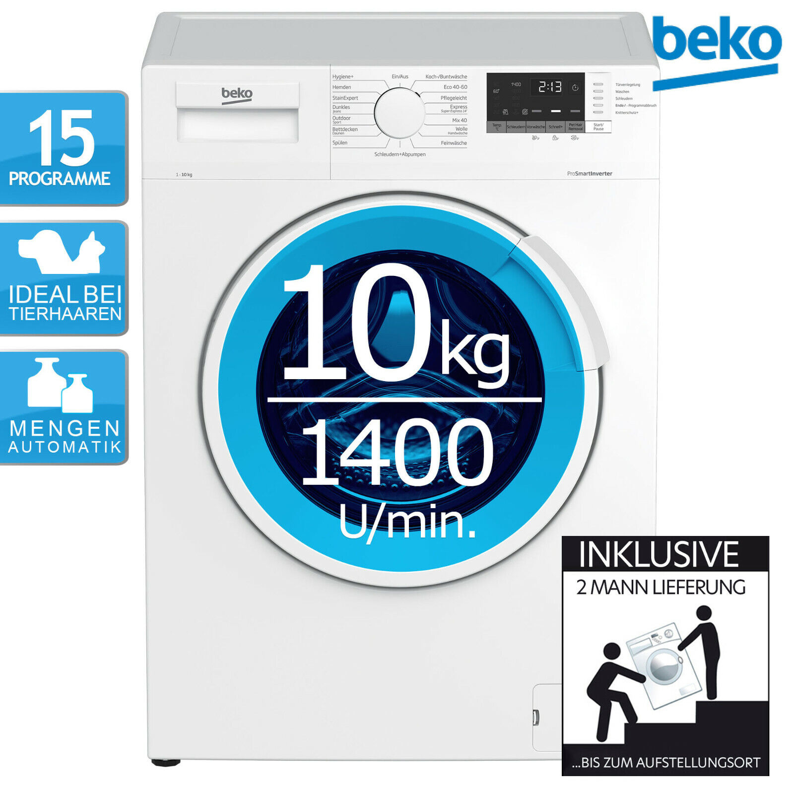 Bild zu 10kg Waschmaschine Beko WMB101434LP1 AddXtra für 379,90€ (Vergleich: 429,85€)
