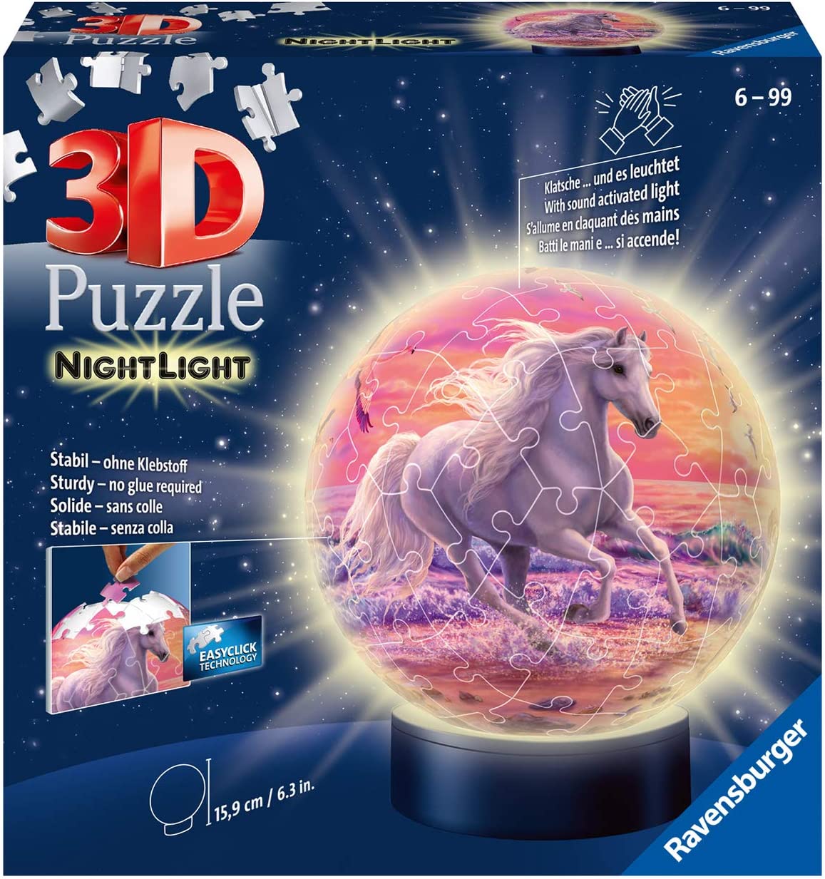 Bild zu Ravensburger 3D Puzzle Nachtlicht Pferde am Strand (11843) für 15,72€ (Vergleich: 24,48€)