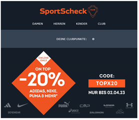 Bild zu SportScheck: 20% Rabatt ontop auf Adidas, Nike, Puma & Co.