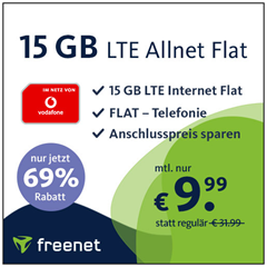 Bild zu [endet heute] 15GB LTE Allnetflat im Vodafone-Netz für effektiv 9,99€/Monat