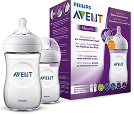 Bild zu 2 x Philips Avent Natural-Babyflasche mit Sauger mit langsamem Nahrungsfluss (Modell SCF033/27) für 7,99€