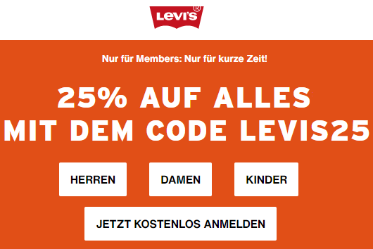 Bild zu Levis: 25% Rabatt auf fast alle Artikel für Red Tab Member