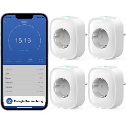 Bild zu 4er Pack GHome Smart WLAN-Steckdosen mit Stromverbrauchsmessung (Alexa und Google kompatibel) für 30,03€ (Vergleich: 38,99€)
