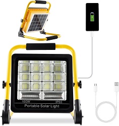 Bild zu 100 Watt Sonnewelt LED-Baustrahler mit 12.000 mAh Powerbank und Solarpanels für 26,59€