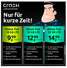 Bild zu [endet heute] Crash Tarife im Telekom Netz, so z.B. 10GB für 9,99€/Monat oder 25GB LTE für 11,99€/Monat