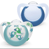 Bild zu NUK Star Babyschnuller | BPA-freie Silikonschnuller | 6–18 Monate | Blue Birds | 2 Stück für 3,49€