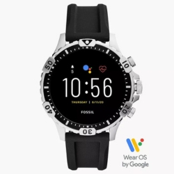 Bild zu Fossil Gen 5 Smartwatch Garrett HR mit schwarzem Silikonarmband für 109€ (VG: 185,10€)