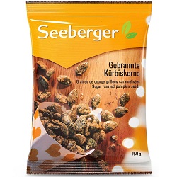 Bild zu 12er Pack Seeberger Gebrannte Kürbiskerne – Karamellisierte knackige Kerne zum Knabbern für 21,60€ (Vergleich: 34,68€)